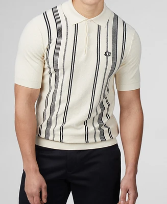 Ben Sherman Men's Crinkle Cotton Stripe Polo Shirt