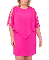 Msk Plus Cape-Overlay Embellished-Ladder Dress