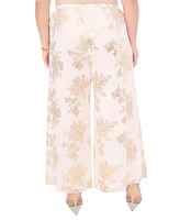 Msk Plus Printed Chiffon Pull-On Palazzo Pants