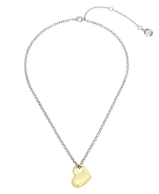 Steve Madden Two-tone Puffy Heart Pendant Necklace