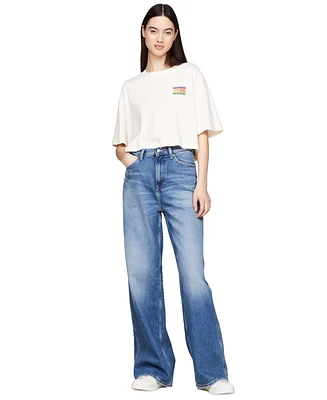 Tommy Jeans Women's Oversized Cropped Summer Flag T-Shirt