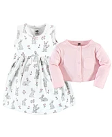 Hudson Baby Baby Girls Hudson Cotton Dress and Cardigan Set