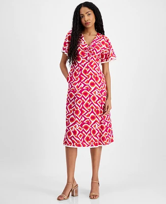 Tahari Petite Printed Midi Dress