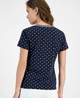 Nautica Jeans Women's Dot-Print V-Neck Short-Sleeve Top