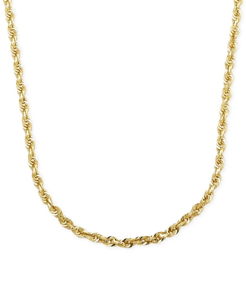 Rope Chain 24" Necklace (3mm) in Solid 14k Gold