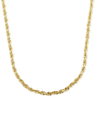 Rope Chain 24" Necklace (3mm) in Solid 14k Gold