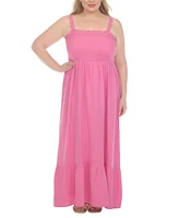 Raviya Plus Smocked Cotton Sleeveless Cover Up Maxi Dress