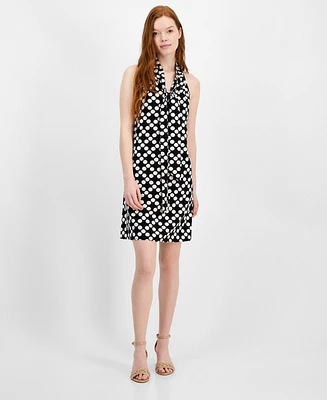 Tommy Hilfiger Women's Dot-Print Tie V-Neck Mini Dress