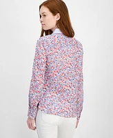 Tommy Hilfiger Women's Cotton Floral Roll-Tab Shirt