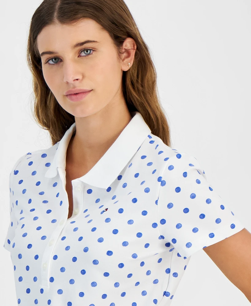 Tommy Hilfiger Women's Dot Print Short Sleeve Polo Shirt