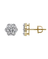 LuvMyJewelry Round Cut Natural Certified Diamond (0.08 cttw) 10k Yellow Gold Earrings Mini Cluster Design