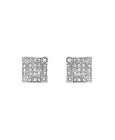 LuvMyJewelry Round Cut Natural Certified Diamond (0.25 cttw) 10k Yellow Gold Earrings Square Stud Design