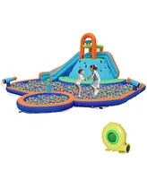 Outsunny 4 in 1 Kids Bounce House W/ Slide, Pool, Blower for 3-8 Years