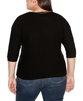 Belldini Black Label Plus Chain Detail 3/4-Sleeve Sweater