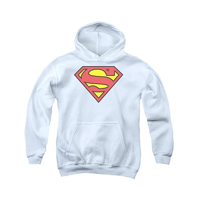 Superman Boys Youth Classic Logo Pull Over Hoodie / Hooded Sweatshirt