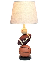 Simple Designs SportsLite 22" Tall Popular Sports Combo Basketball, Baseball, Football Polyresin Table Desk Lamp