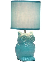 Simple Designs 12.8" Tall Contemporary Ceramic Owl Bedside Table Desk Lamp with Matching Fabric Shade