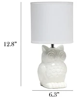 Simple Designs 12.8" Tall Contemporary Ceramic Owl Bedside Table Desk Lamp with Matching Fabric Shade