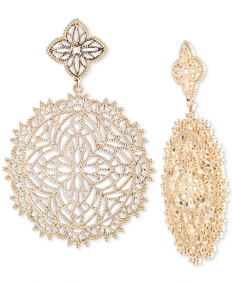 Marchesa Gold-Tone Filigree Large Drop Post Earrings