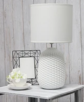 Simple Designs 20.4" Tall Traditional Ceramic Purled Texture Bedside Table Desk Lamp with White Fabric Drum Shade