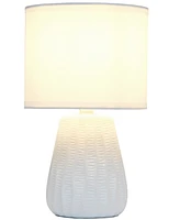 Simple Designs 11.02" Traditional Mini Modern Ceramic Texture Pastel Accent Bedside Table Desk Lamp with Matching Fabric Shade