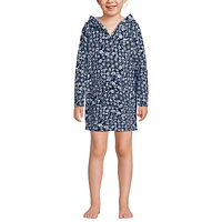 Lands' End Girls Long Sleeve Hooded Front Pocket Terry Cloth Swimsuit Cover-Up