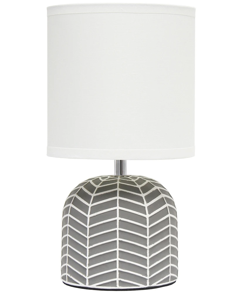 Simple Designs 10.43" Petite Contemporary Webbed Waves Base Bedside Table Desk Lamp with White Fabric Drum Shade