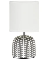 Simple Designs 10.43" Petite Contemporary Webbed Waves Base Bedside Table Desk Lamp with White Fabric Drum Shade