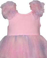 Bonnie Baby Girls Rib Knit To Rainbow Mesh Hanky Hem Dress