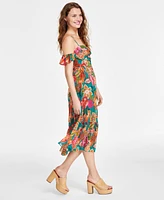 City Studios Juniors' Floral-Print Off-The-Shoulder Midi Dress