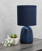 Simple Designs 10.04" Tall Traditional Ceramic Thimble Base Bedside Table Desk Lamp with Matching Fabric Shade
