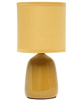 Simple Designs 10.04" Tall Traditional Ceramic Thimble Base Bedside Table Desk Lamp with Matching Fabric Shade