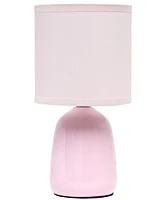 Simple Designs 10.04" Tall Traditional Ceramic Thimble Base Bedside Table Desk Lamp with Matching Fabric Shade