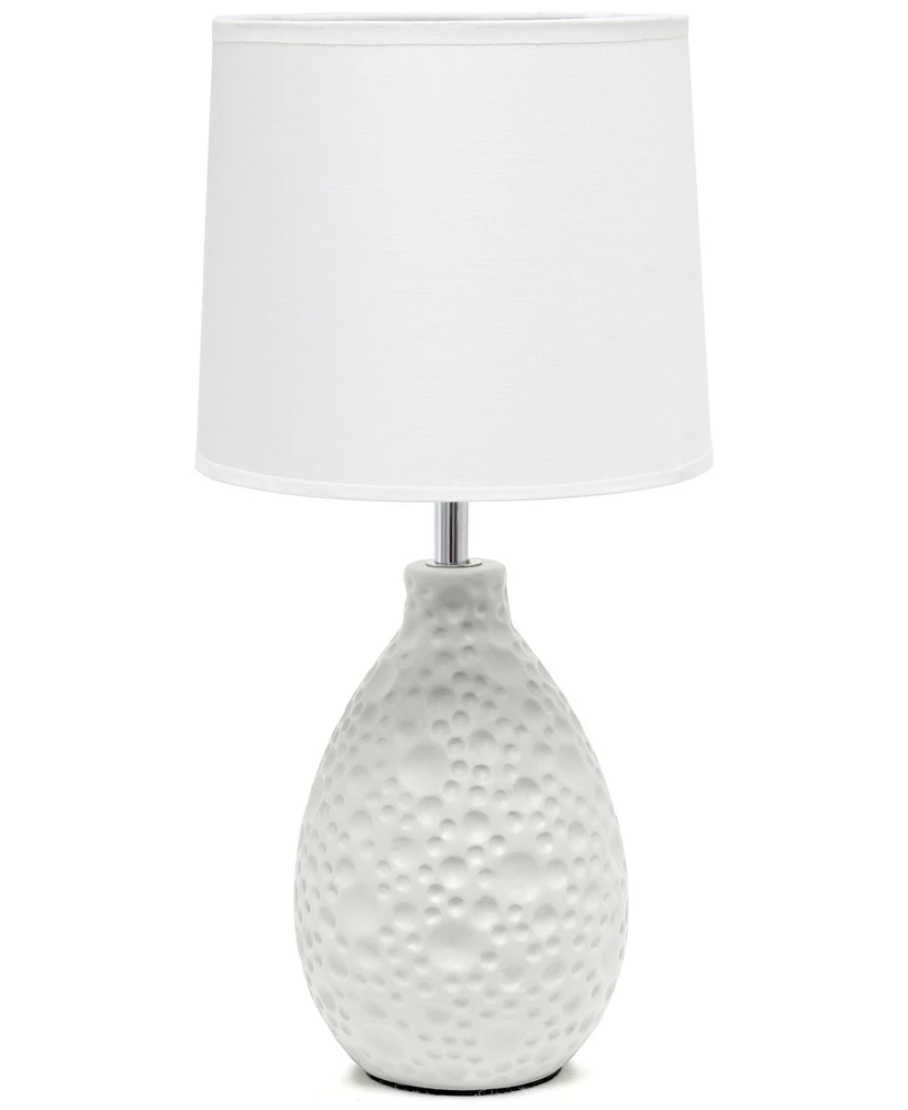 Creekwood Home Essentix 14.17" Traditional Ceramic Textured Thumbprint Tear Drop Shaped Table Desk Lamp