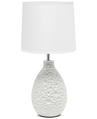 Creekwood Home Essentix 14.17" Traditional Ceramic Textured Thumbprint Tear Drop Shaped Table Desk Lamp