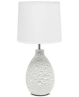Creekwood Home Essentix 14.17" Traditional Ceramic Textured Thumbprint Tear Drop Shaped Table Desk Lamp