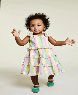 Rare Editions Baby Girl Striped Dress with Lurex