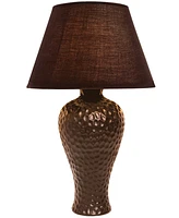 Creekwood Home Essentix 20.08" Traditional Ceramic Textured Imprint Winding Table Desk Lamp with Empire Fabric Shade