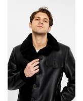 Furniq Uk Men's Leather Shearling Jacket