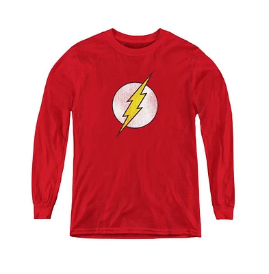 Flash Boys Dc Youth Comics Logo Distressed Long Sleeve Sweatshirt