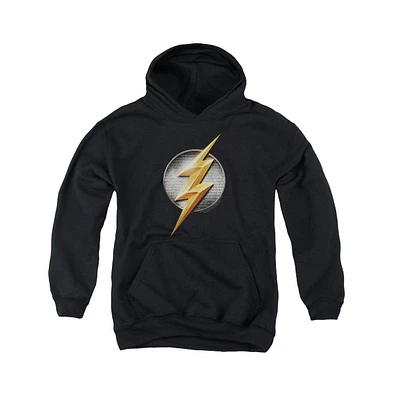 Justice League Boys Movie Youth Flash Logo Pull Over Hoodie / Hooded Sweatshirt
