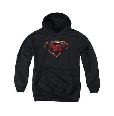 Justice League Boys Movie Youth Superman Logo Pull Over Hoodie / Hooded Sweatshirt
