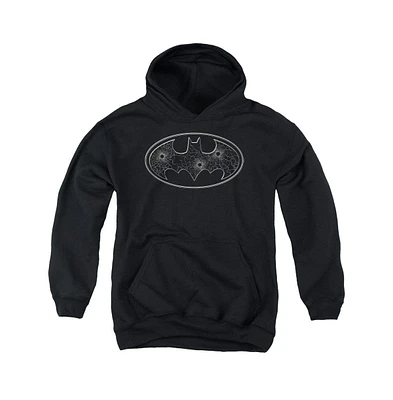 Batman Boys Youth Glass Hole Logo Pull Over Hoodie / Hooded Sweatshirt