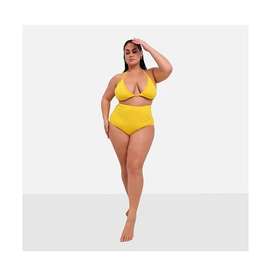 Rebdolls Plus Size Essential Triangle Swim Top - Yellow