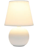 Creekwood Home Nauru 8.66" Traditional Petite Ceramic Orb Bedside Table Desk Lamp with Tapered Drum Fabric Shade