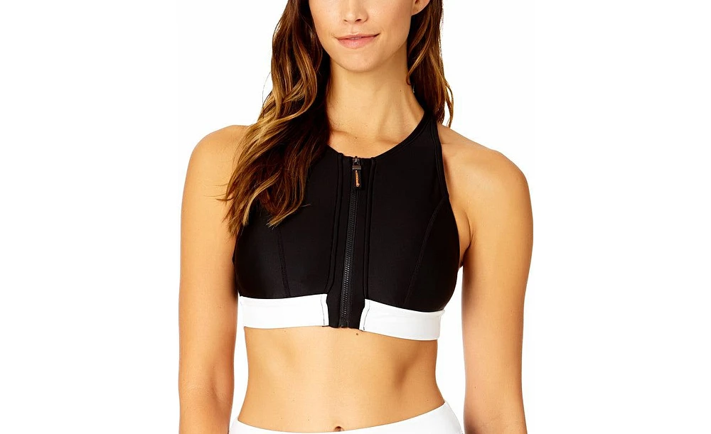 Coppersuit Women's Colorblock Zip Longline Bra Swim Top