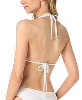 Michael Kors Women's Logo Hardware Triangle Halter Bikini Top