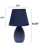 Creekwood Home Nauru 9.45" Traditional Petite Ceramic Oblong Bedside Table Desk Lamp Two Pack Set, Tapered Drum Fabric Shade