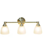 Lalia Home Essentix Traditional Three Light Metal and Translucent Glass Shade Vanity Uplight Downlight Wall Mounted Fixture