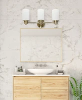 Lalia Home Essentix Contemporary Three Light Metal and Opaque White Glass Shade Vanity Uplight Downlight Wall Mounted Fixture